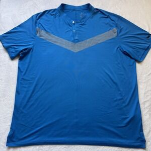 Nike Vapor Tiger Woods Polo Shirt Mens XXL Blue Blade Collar Golf Performance